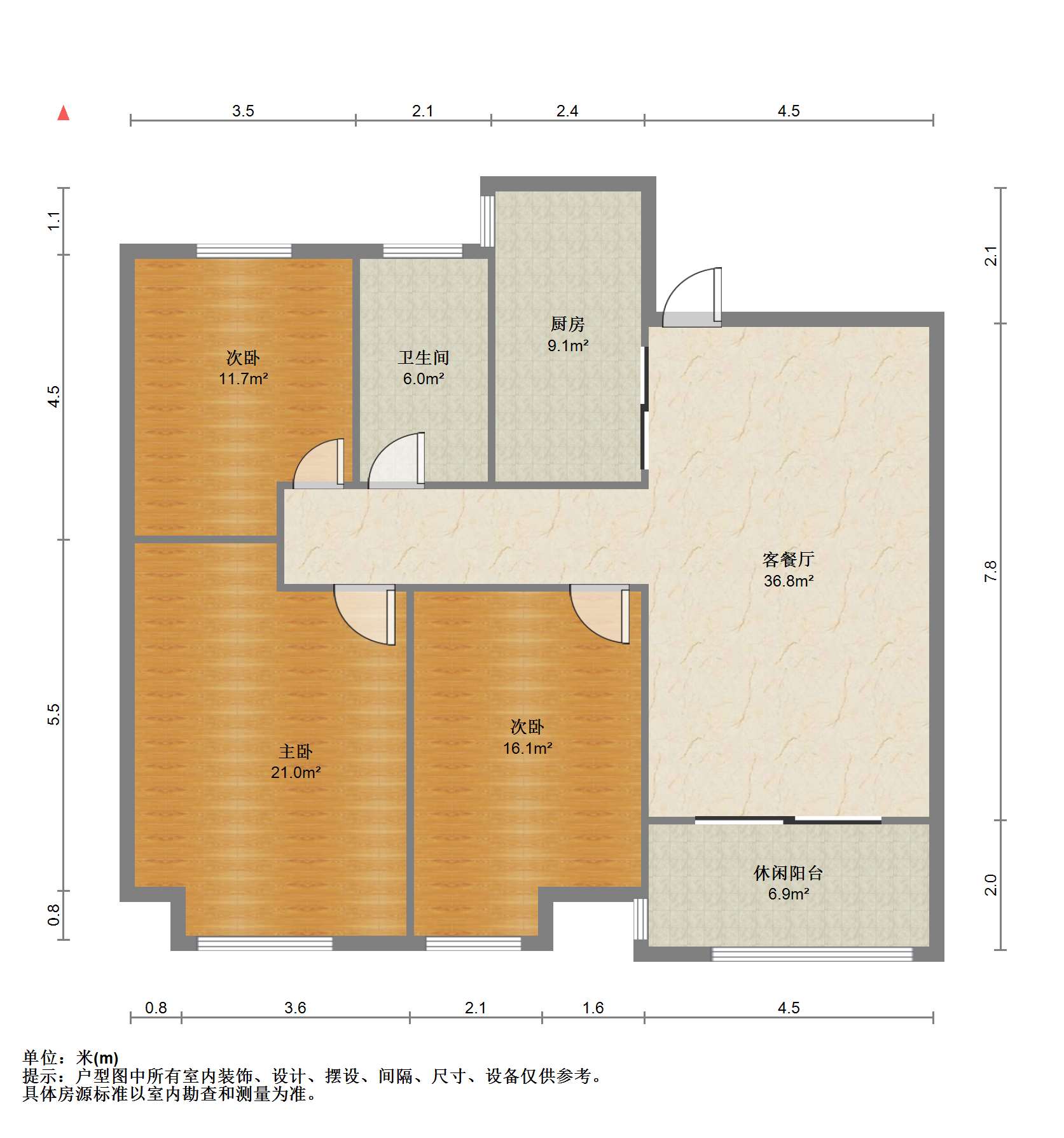 新城香溢紫郡 3室1厅1卫 97.00m&sup2;