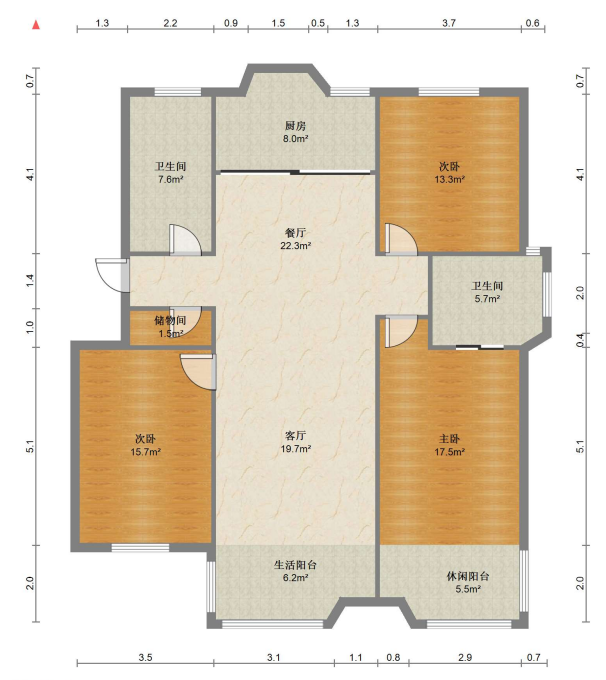 北濠山庄 3室2厅2卫 141.21m&sup2;