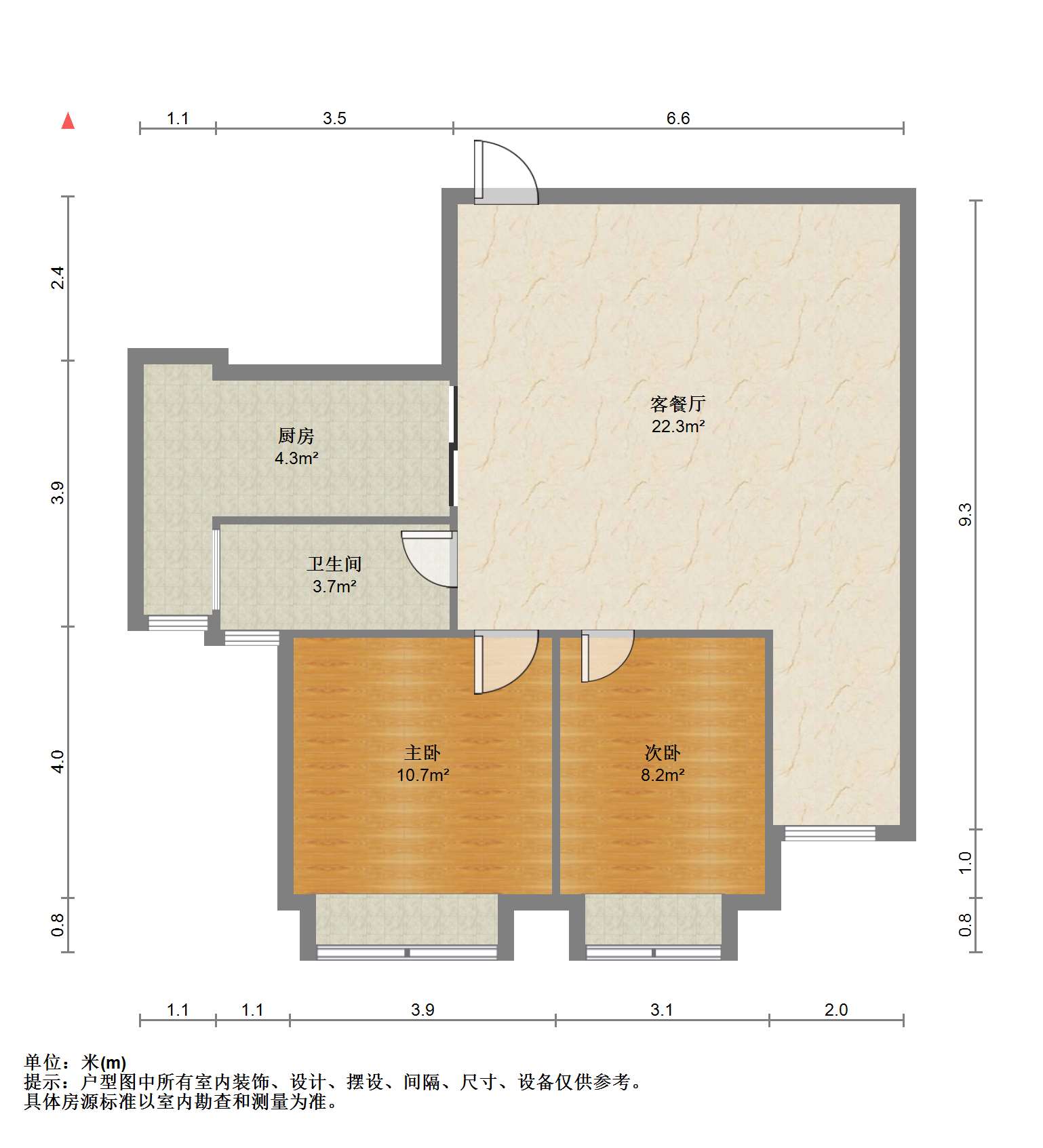 天霞苑 2室2厅1卫 77.00m&sup2;