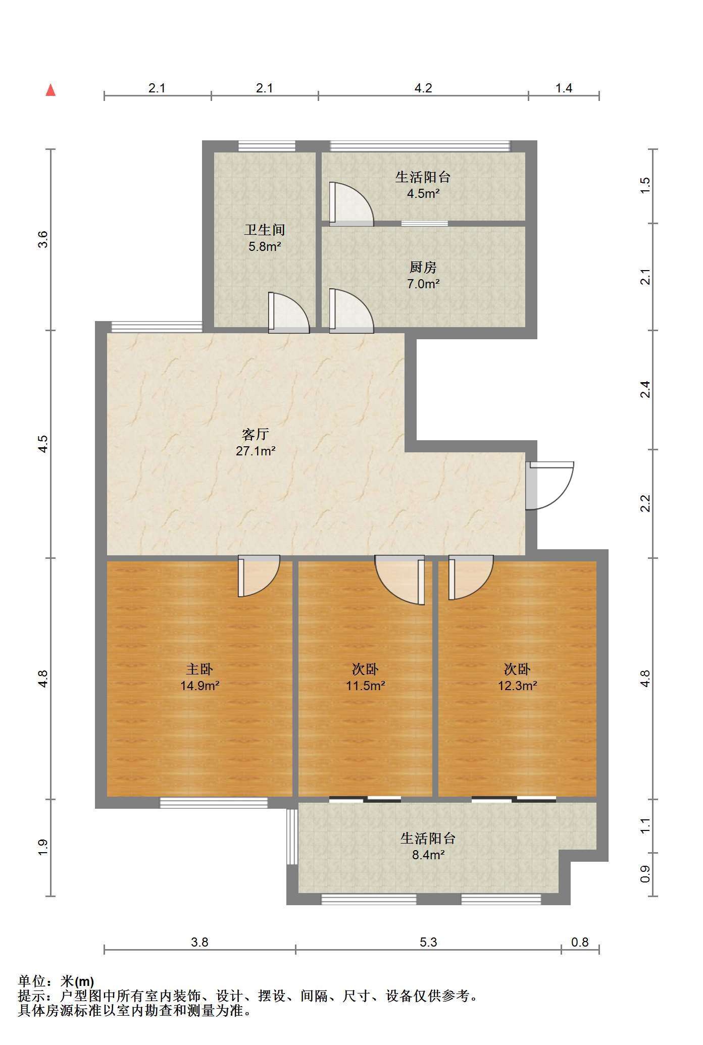 外滩花苑 3室1厅1卫 115.00m&sup2;