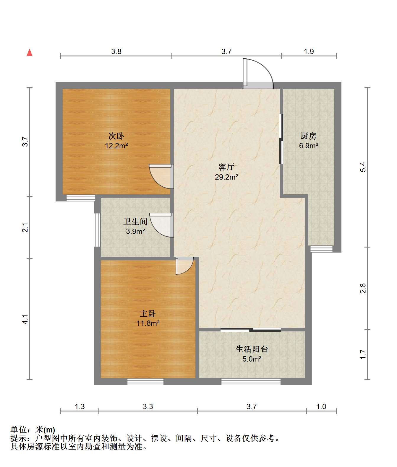 江景苑小区 2室2厅1卫 88.69m&sup2;