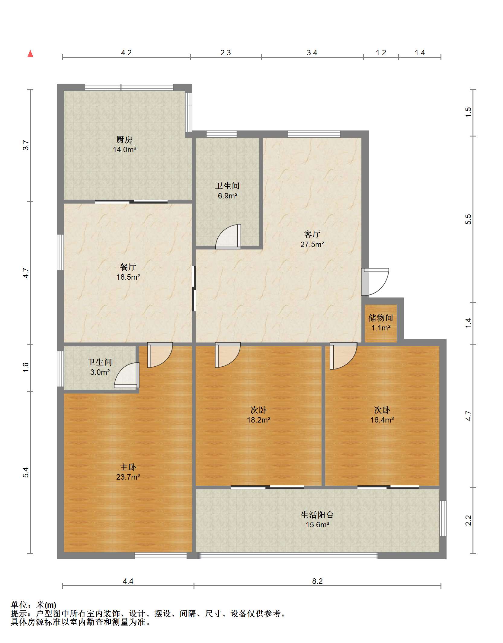 北濠顺遂楼 3室2厅2卫 143m&sup2;
