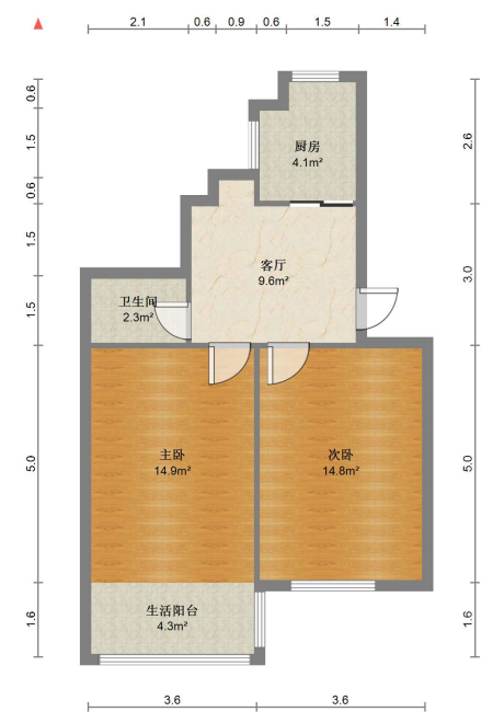 北濠桥新村 2室1厅1卫 64m&sup2;