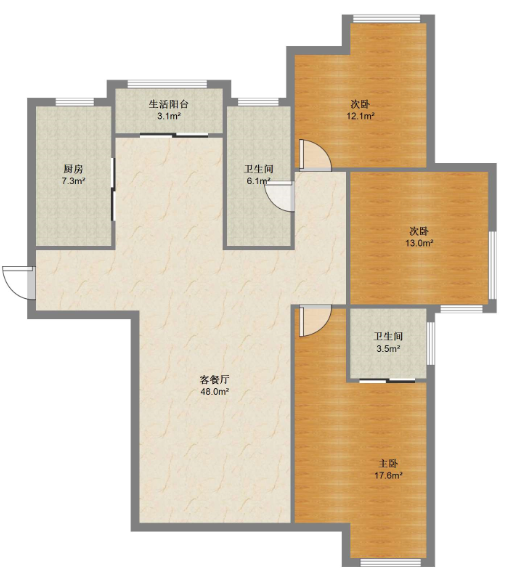 吴中豪景华庭 3室2厅2卫 139.00m&sup2;
