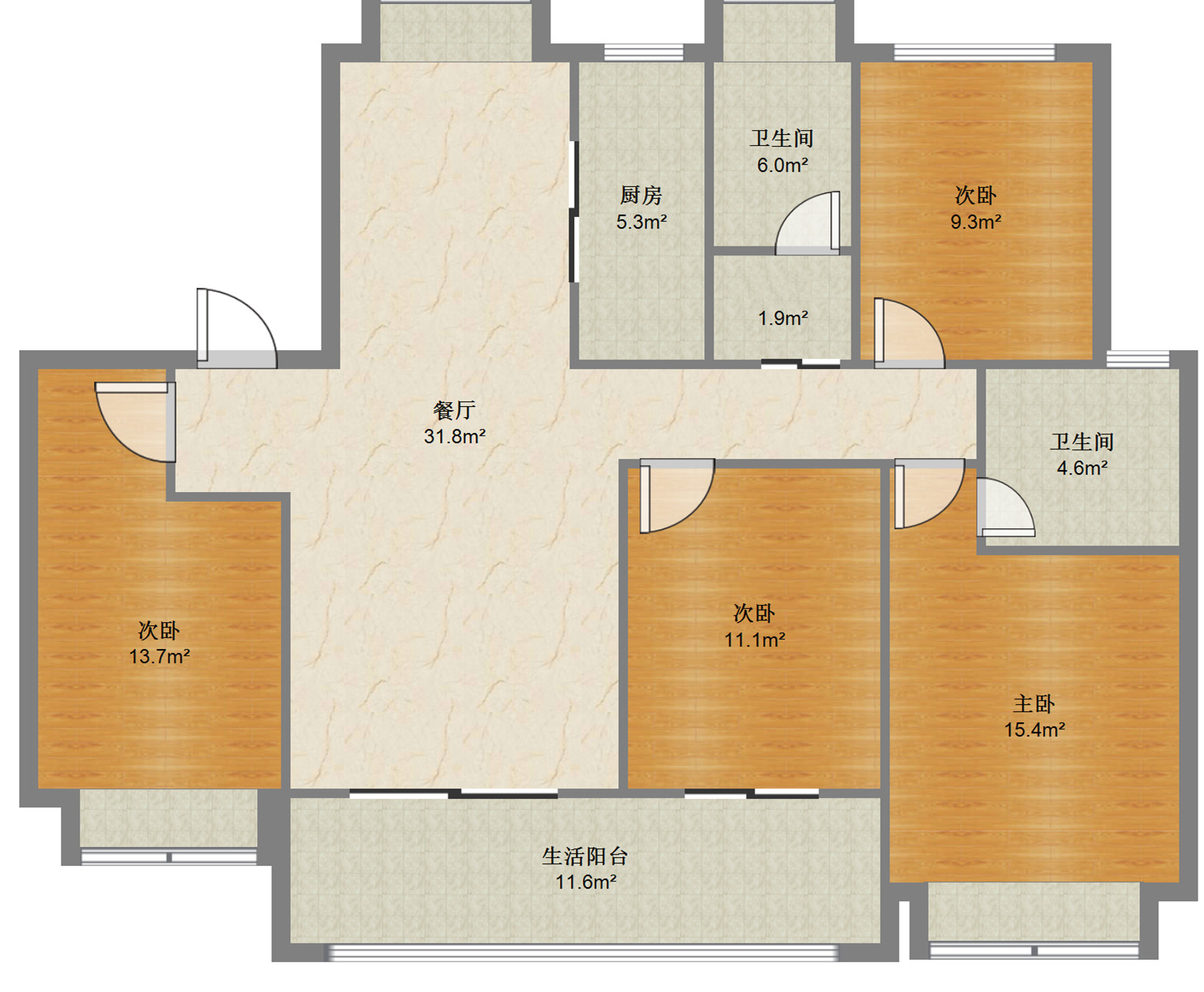春风南岸东园 4室2厅2卫 136m&sup2;