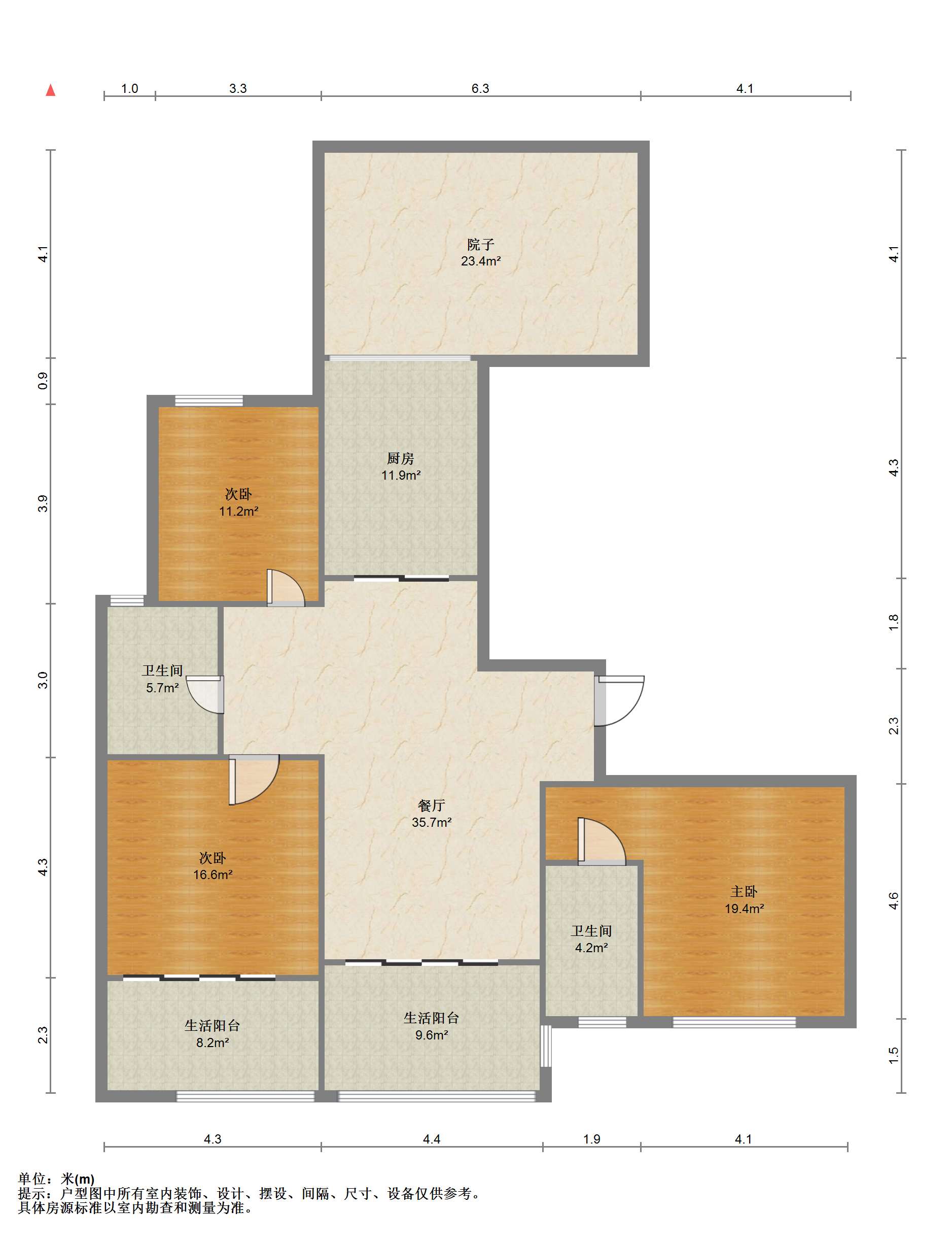 苏建名都城 3室1厅2卫 145.00m&sup2;
