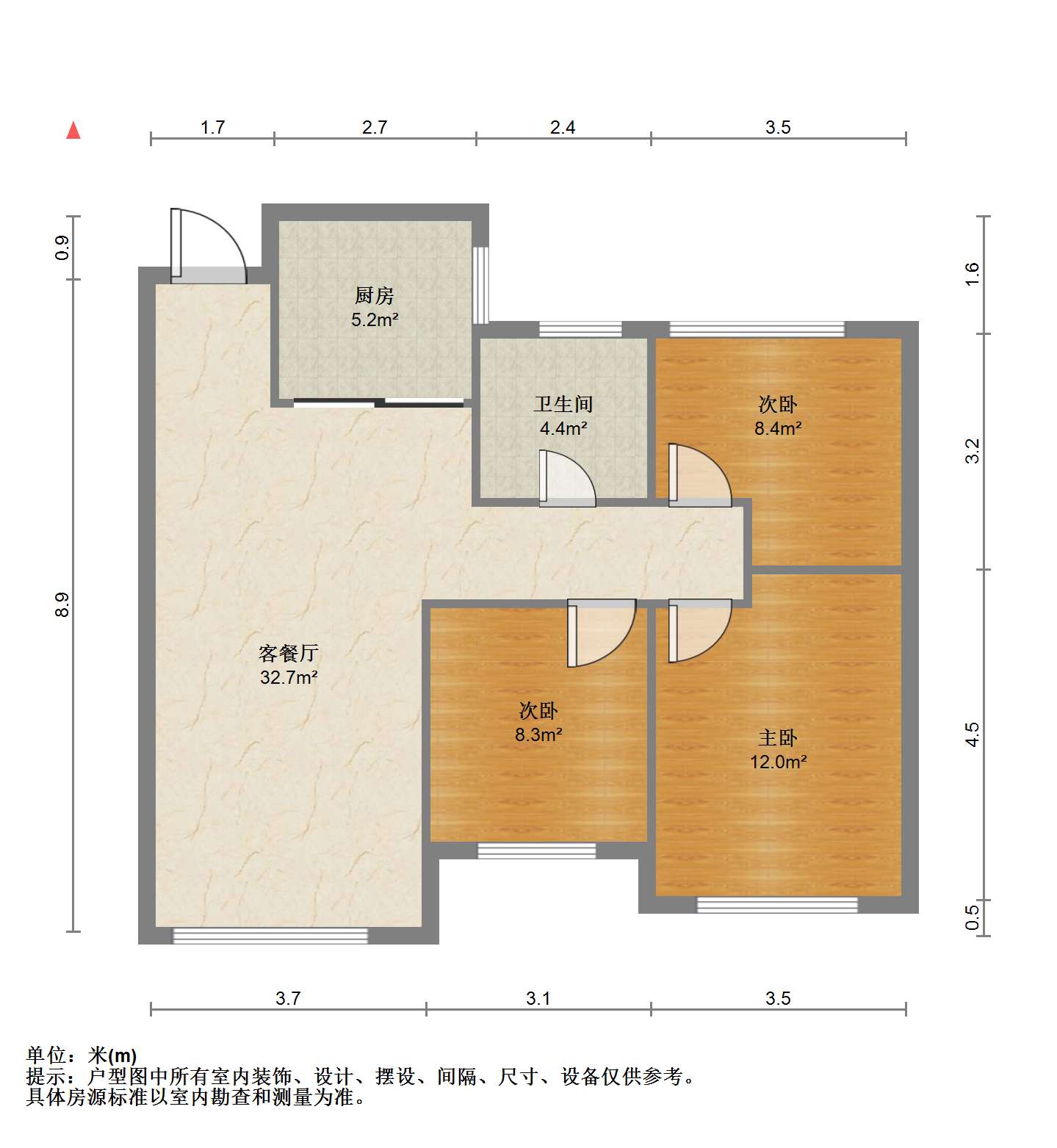 中港翡翠城 3室2厅1卫 87.13m&sup2;