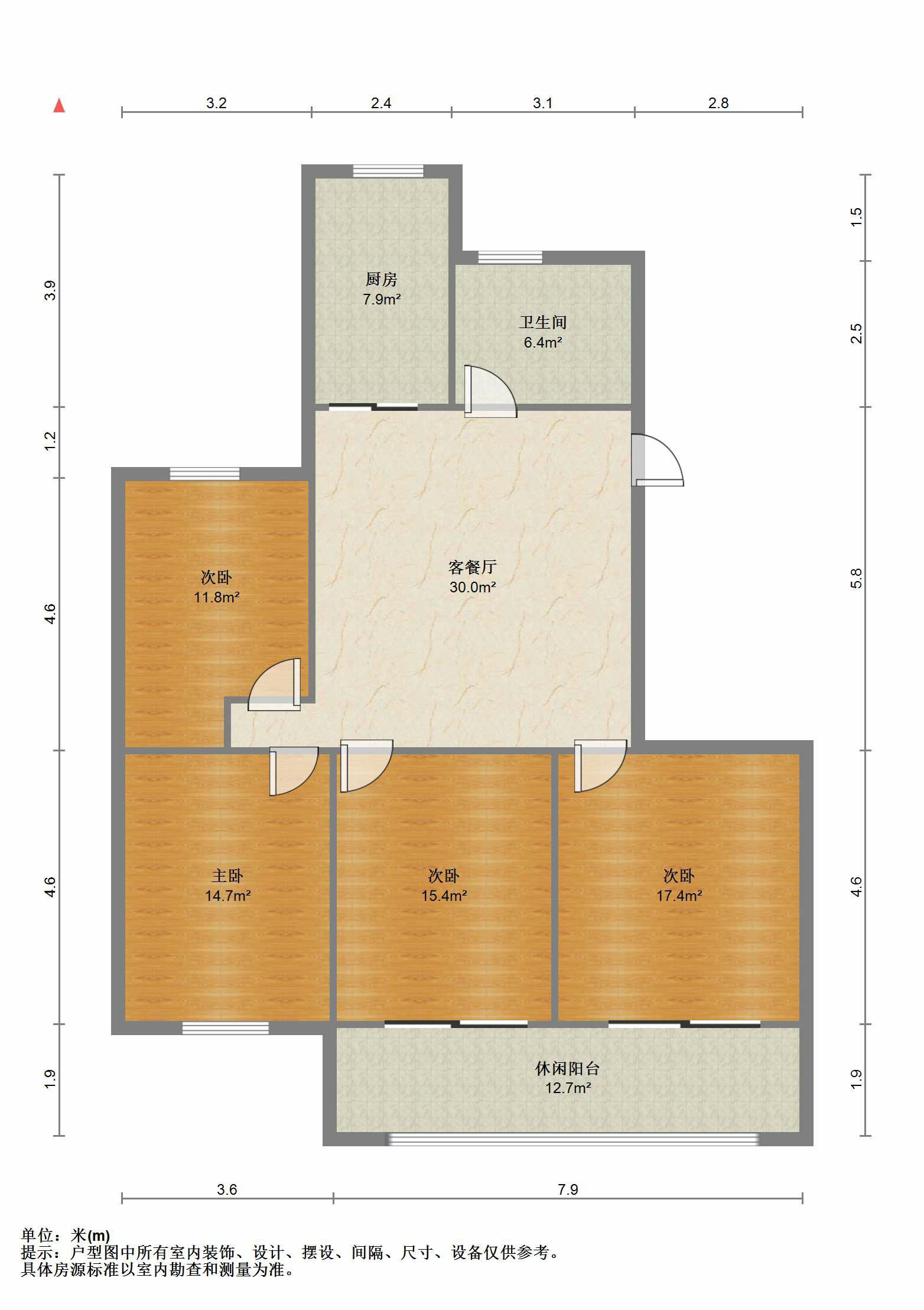 永兴福里南区 4室1厅1卫 133.43m&sup2;