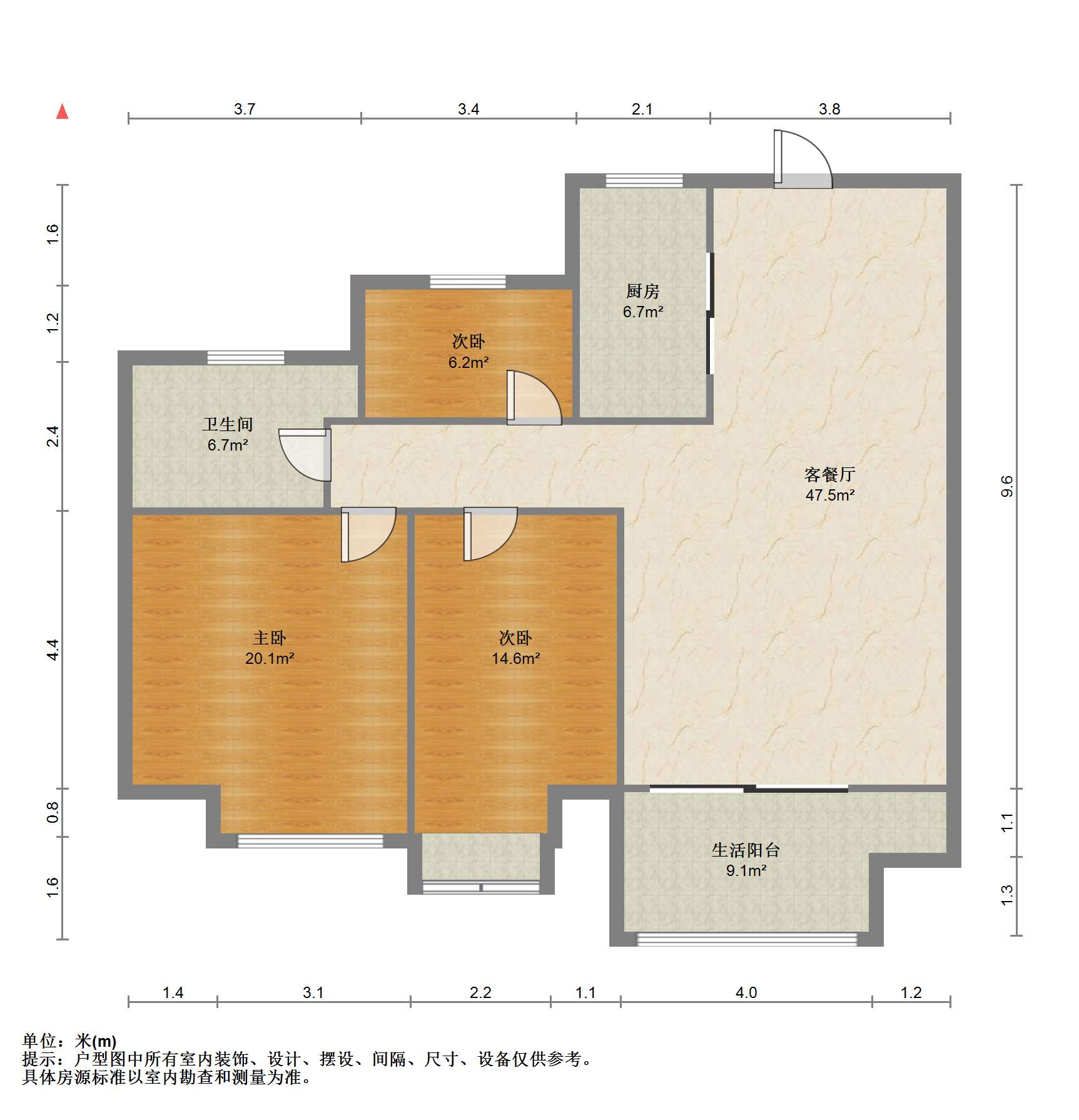 佳源都市 3室2厅1卫 101.00m&sup2;