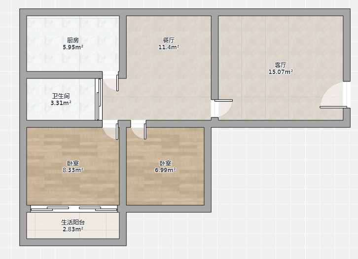华能苑 2室2厅1卫 94m&sup2;