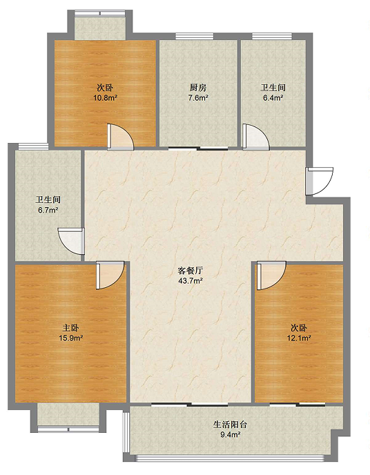 金霞南苑南区 3室2厅2卫 130m&sup2;