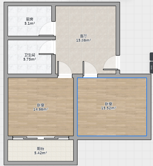 北园新村 2室1厅1卫 64m&sup2;