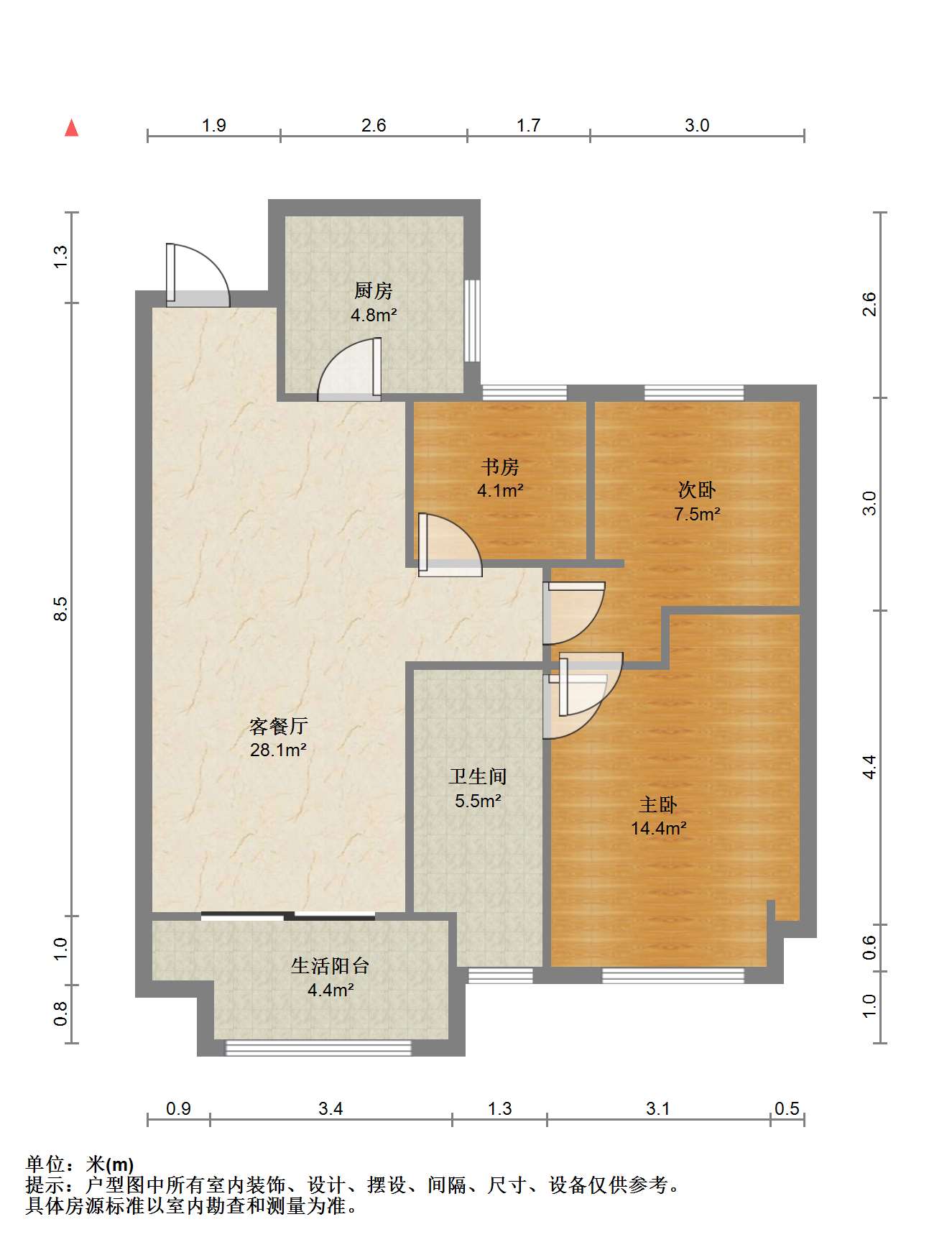 东时区 3室2厅1卫 82m&sup2;