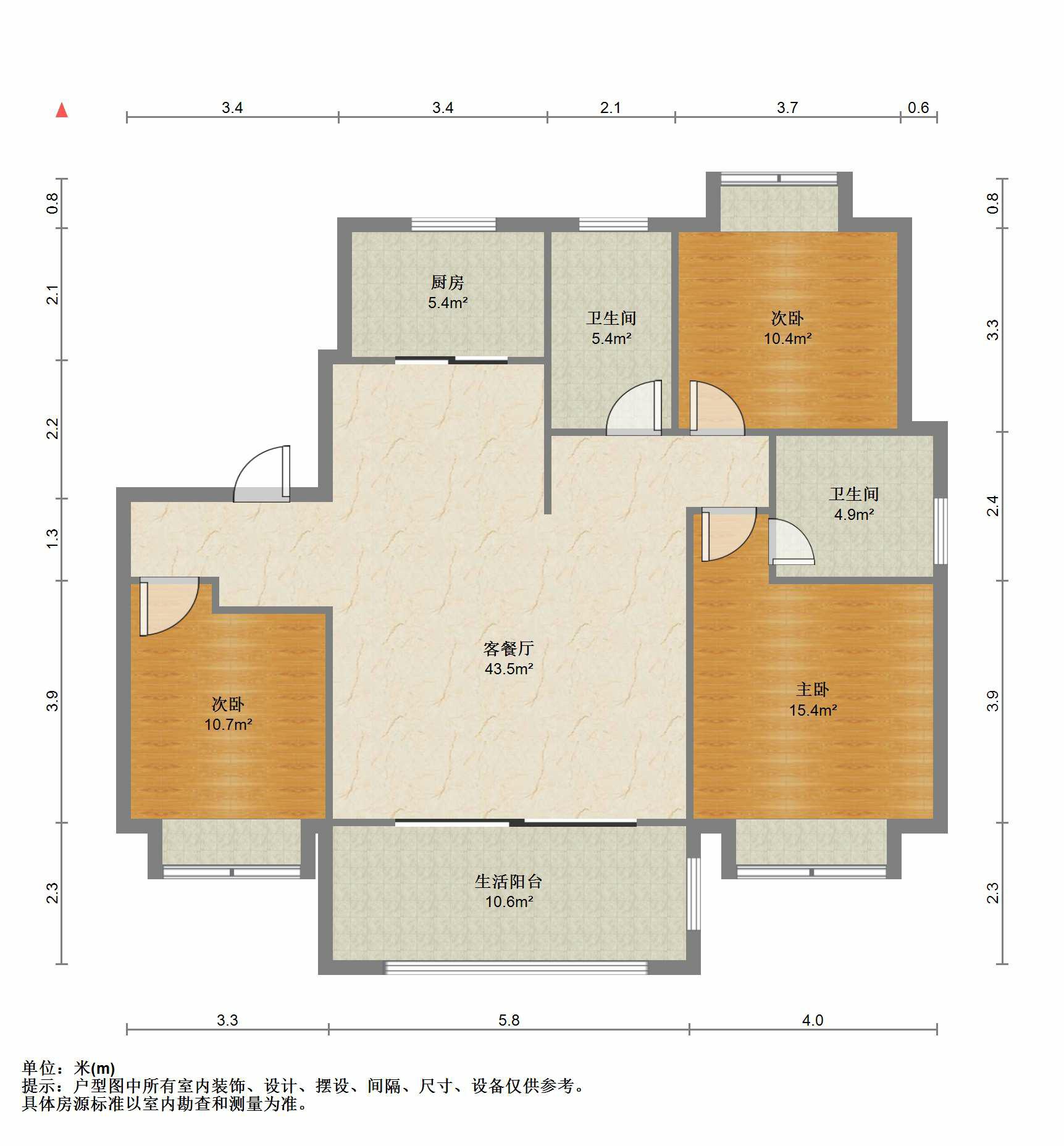 万濠禧园 3室2厅2卫 128m&sup2;