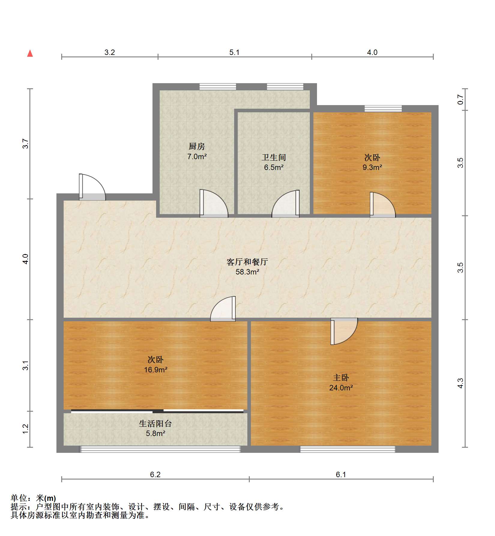 世纪新城 3室1厅1卫 100m&sup2;