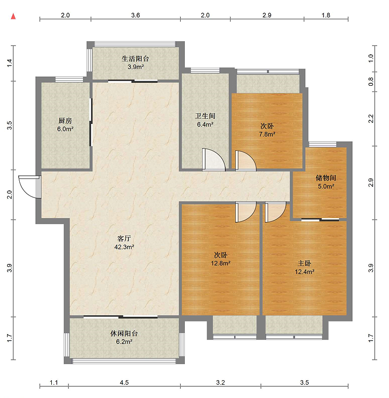 碧桂园天玺湾南区 3室2厅2卫 122.56m&sup2;
