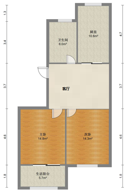 星月花园 2室1厅1卫 77.00m&sup2;