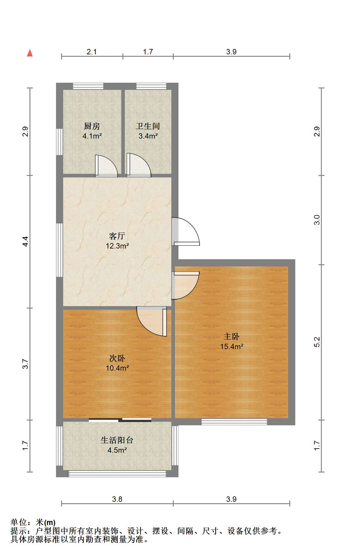 朱家园(跃龙小区) 2室1厅1卫 62.5m&sup2;