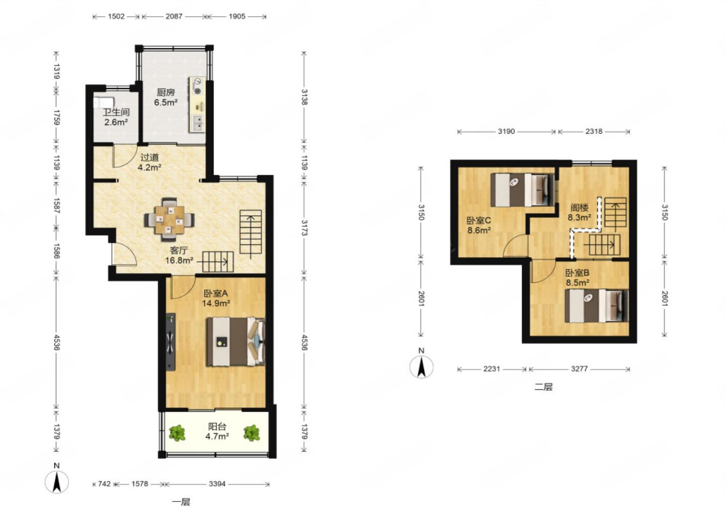 和颐都市绿洲 3室1厅1卫 57m&sup2;