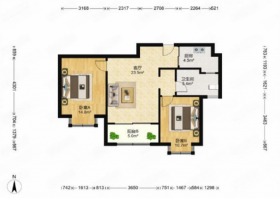 尚海湾 2室2厅1卫 90.00m&sup2;