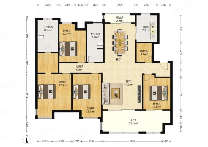 万科白鹭郡 4室2厅2卫 160.00m&sup2;