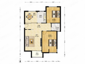 万通城 2室2厅1卫 96m&sup2;