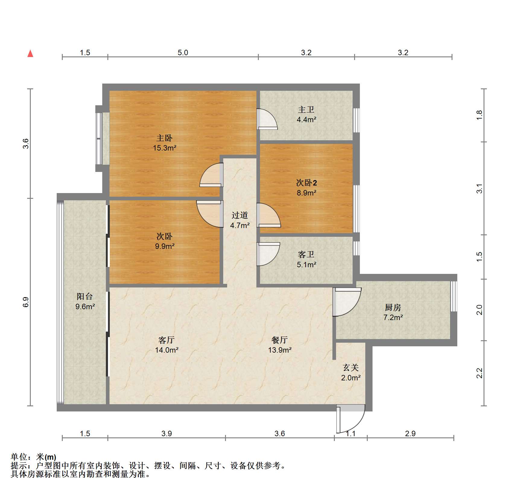 华润悦锦湾 3室2厅2卫 120.17m²