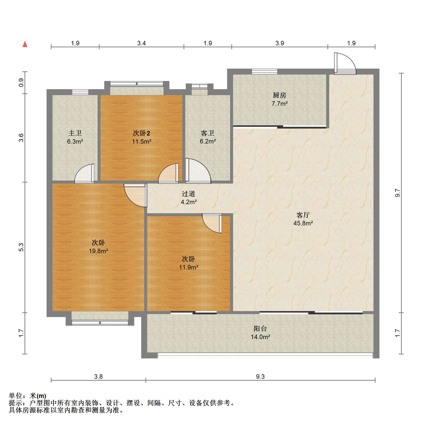 招商公园道 3室2厅2卫 128.22m&sup2;