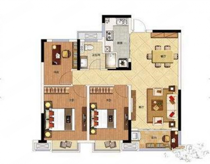 林肯公园 3室1厅1卫 92m&sup2;