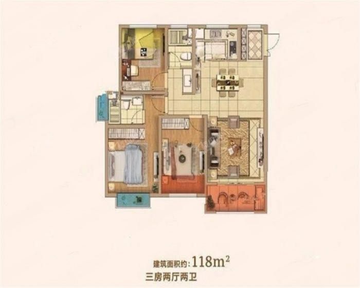 南通雅居乐花园 3室2厅1卫 127m&sup2;