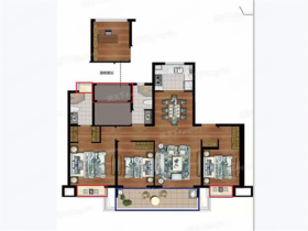 红星天铂 3室2厅2卫 128m&sup2;