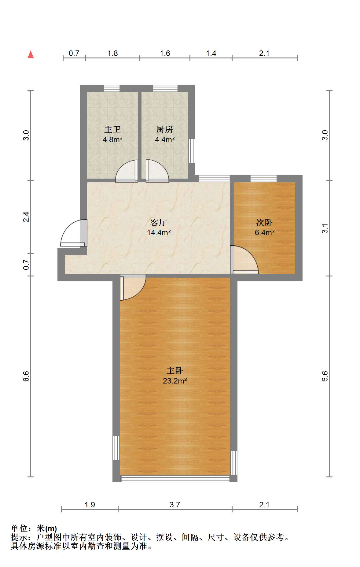 姚港路31号 2室1厅1卫 61.4m&sup2;