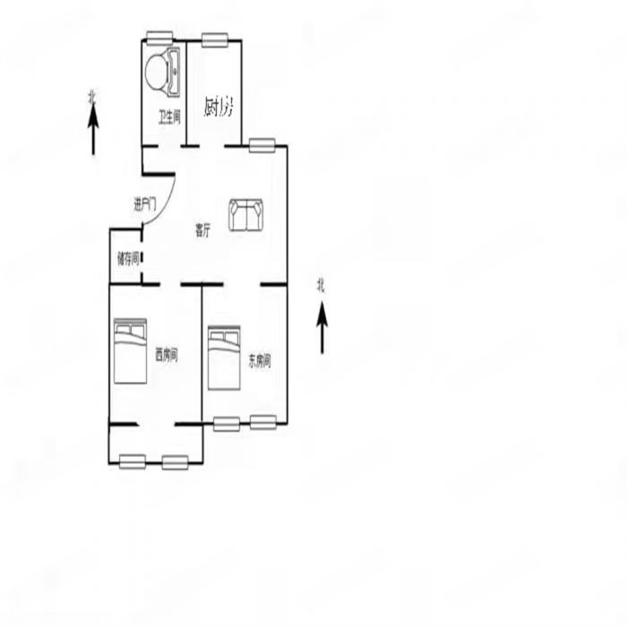 南川园 2室1厅1卫 77m&sup2;