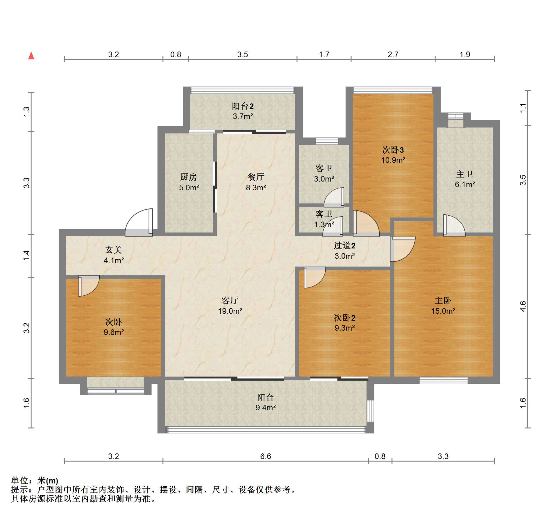 南通碧桂园翡翠华府 4室2厅2卫 142.84m&sup2;
