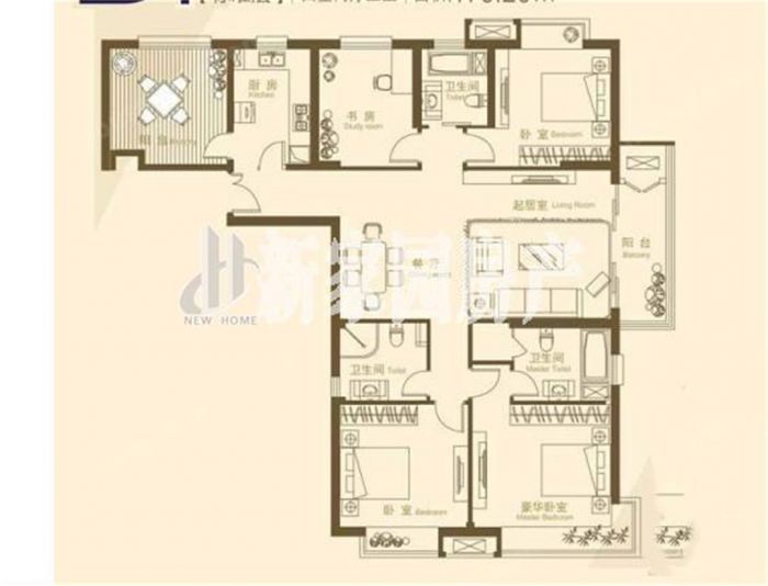 润华国际中心 4室2厅2卫 180m&sup2;