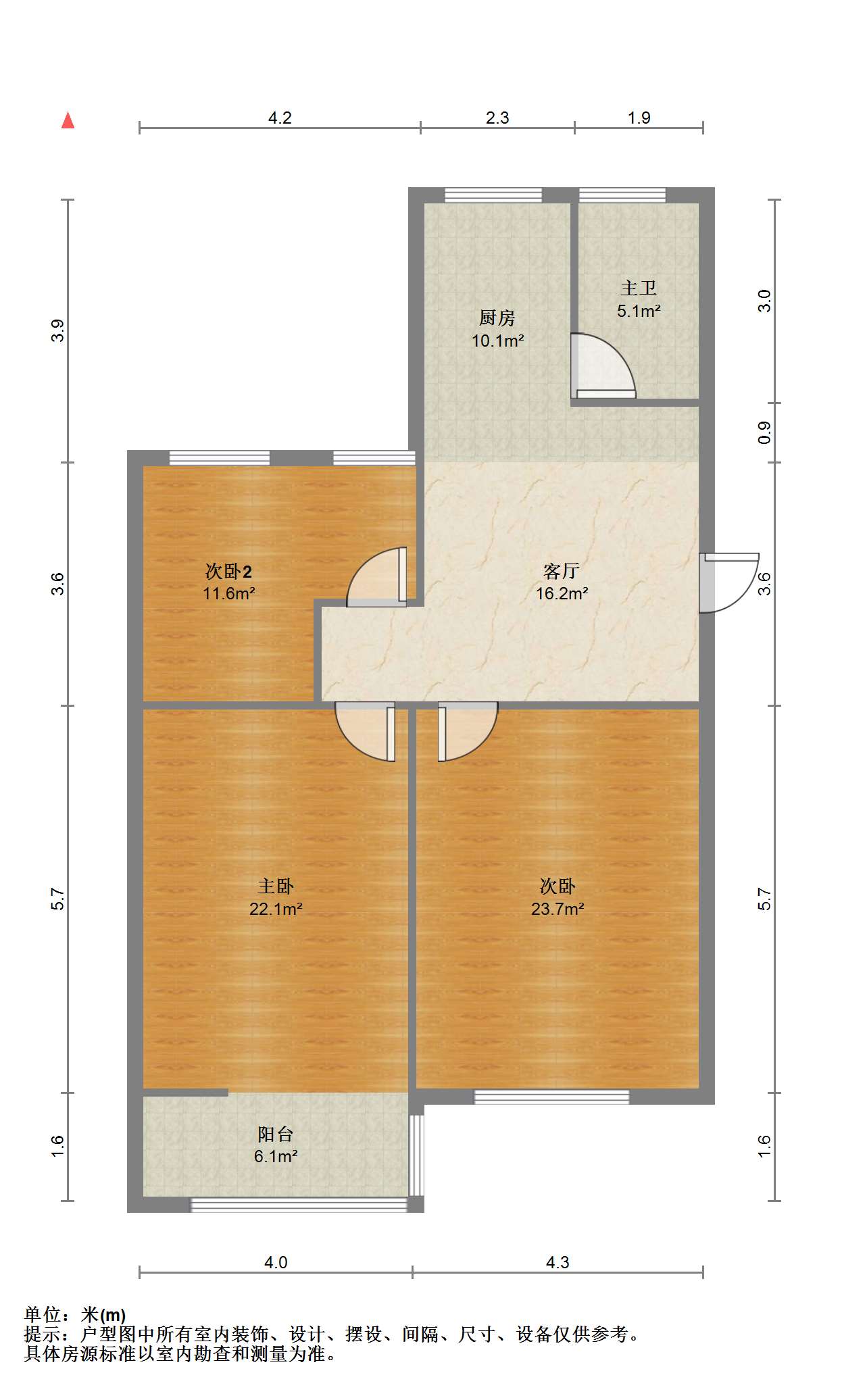 南川园新村 3室1厅1卫 77.22m&sup2;
