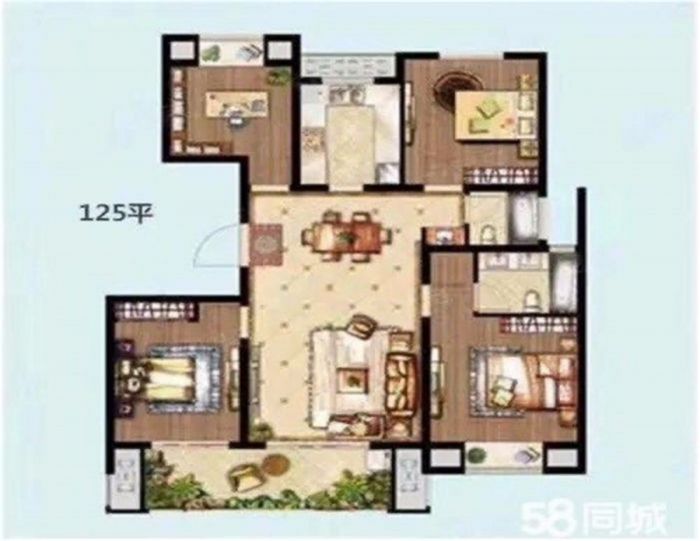 新城香溢紫郡 4室2厅2卫 123m&sup2;