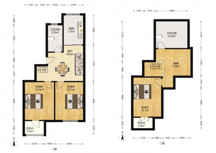星嘉花园 2室1厅1卫 90.16m&sup2;