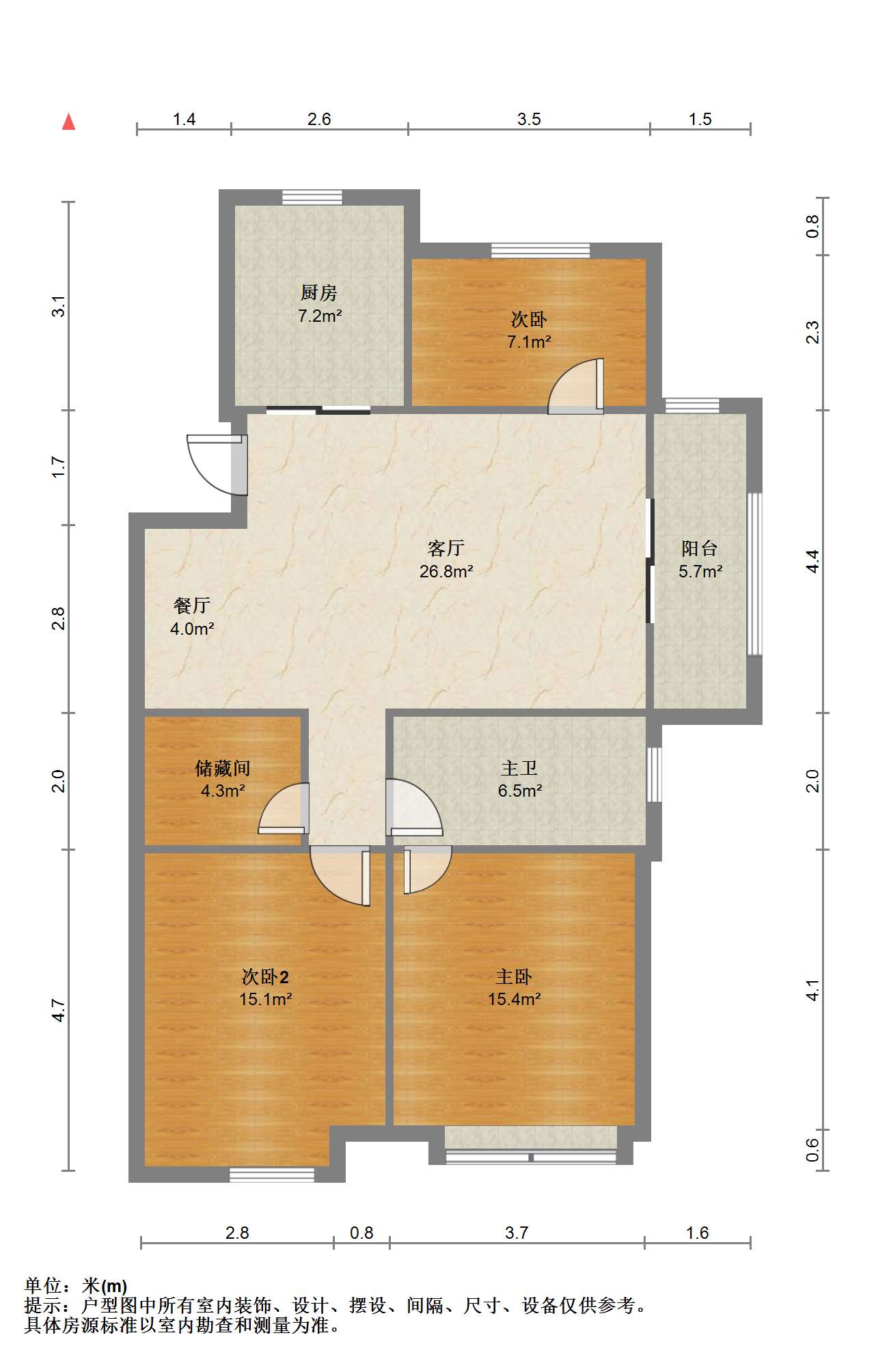 世茂公元 3室2厅2卫 108m&sup2;