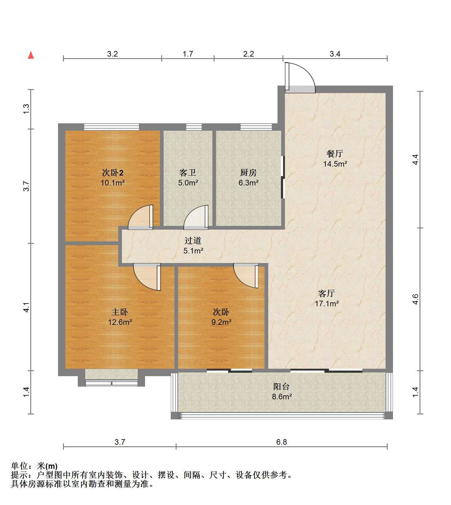 南通和风雅颂 3室2厅1卫 120m&sup2;