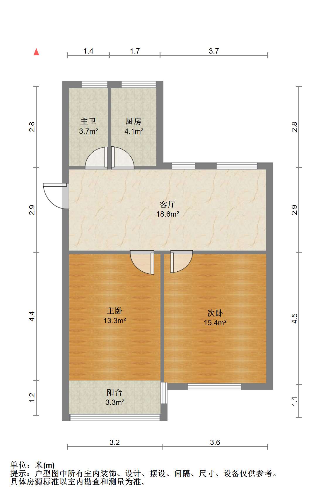 学田东苑 2室1厅1卫 77.22m&sup2;