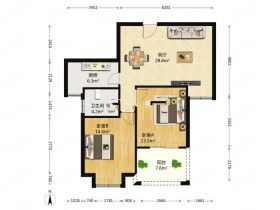 冠城大通棕榈湾 2室2厅1卫 88m&sup2;