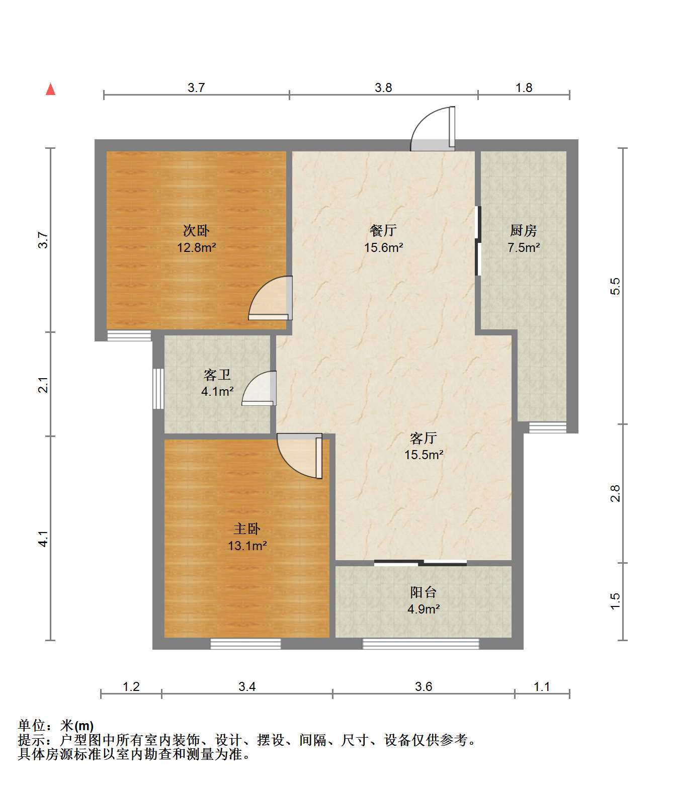 江景苑小区 2室1厅1卫 88m&sup2;
