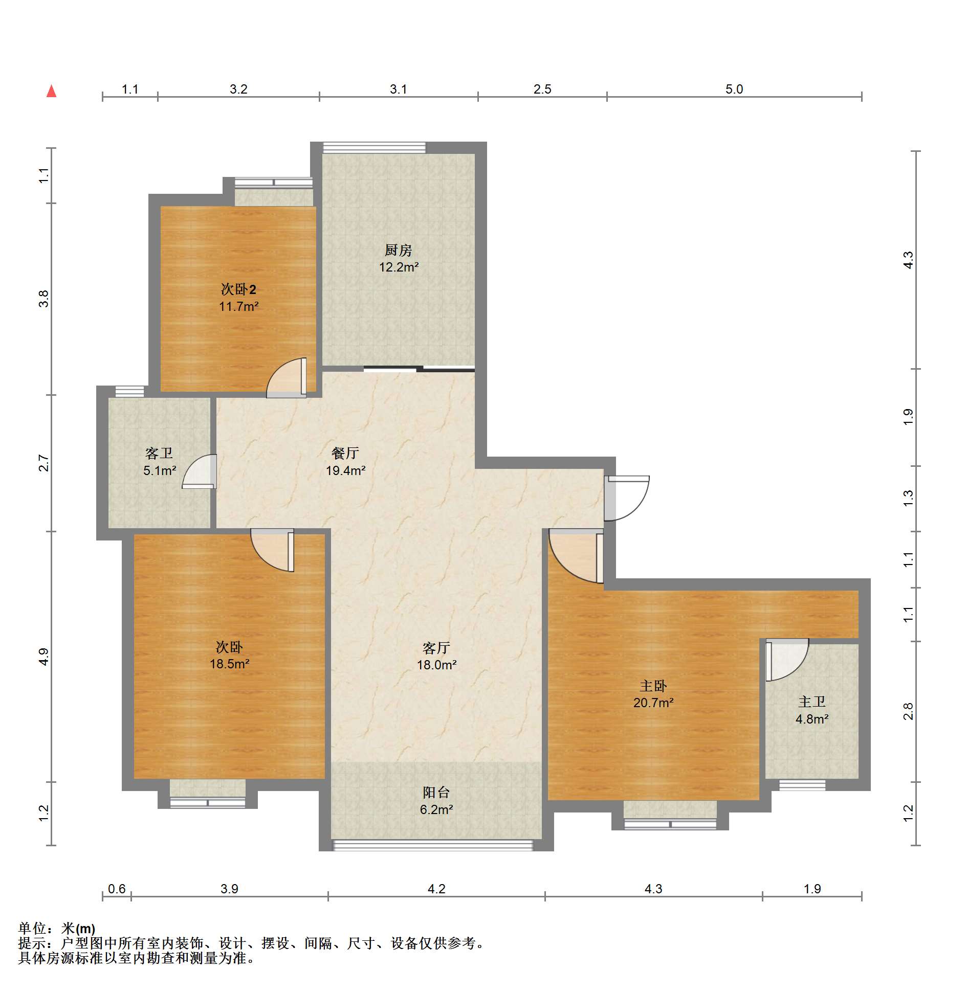 苏建阳光新城 3室2厅2卫 129m&sup2;
