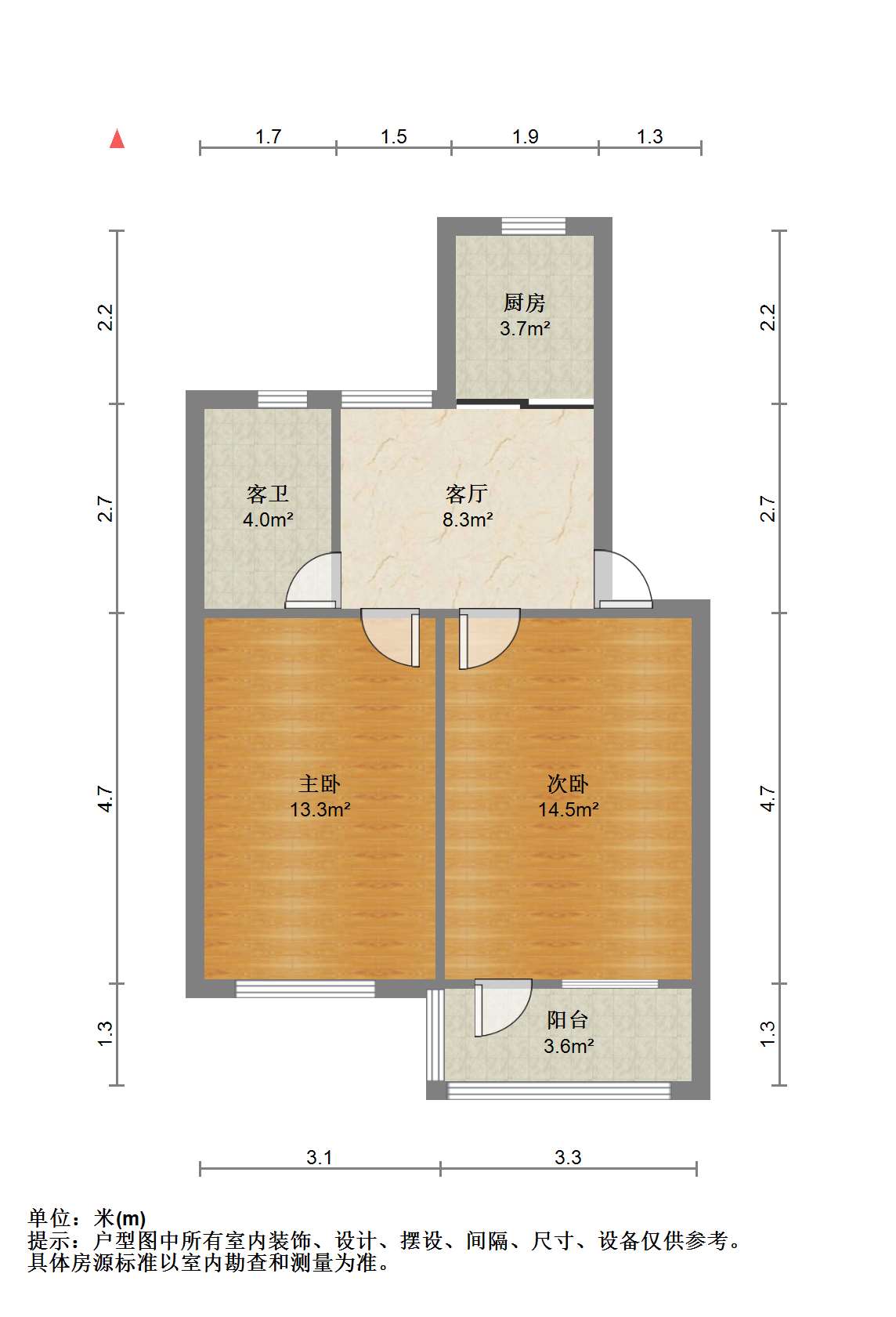 八角亭小区 2室1厅1卫 72m&sup2;
