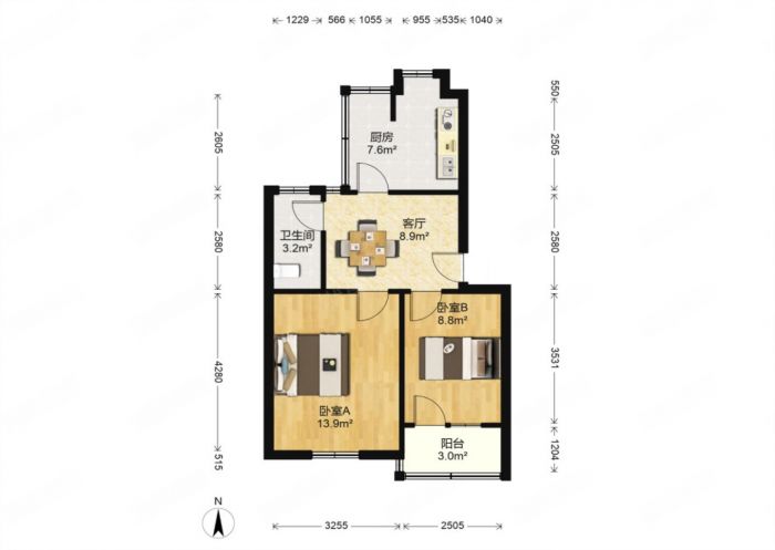 易家桥新村 2室1厅1卫 58m&sup2;