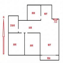 南辰濠郡 2室1厅1卫 90m&sup2;