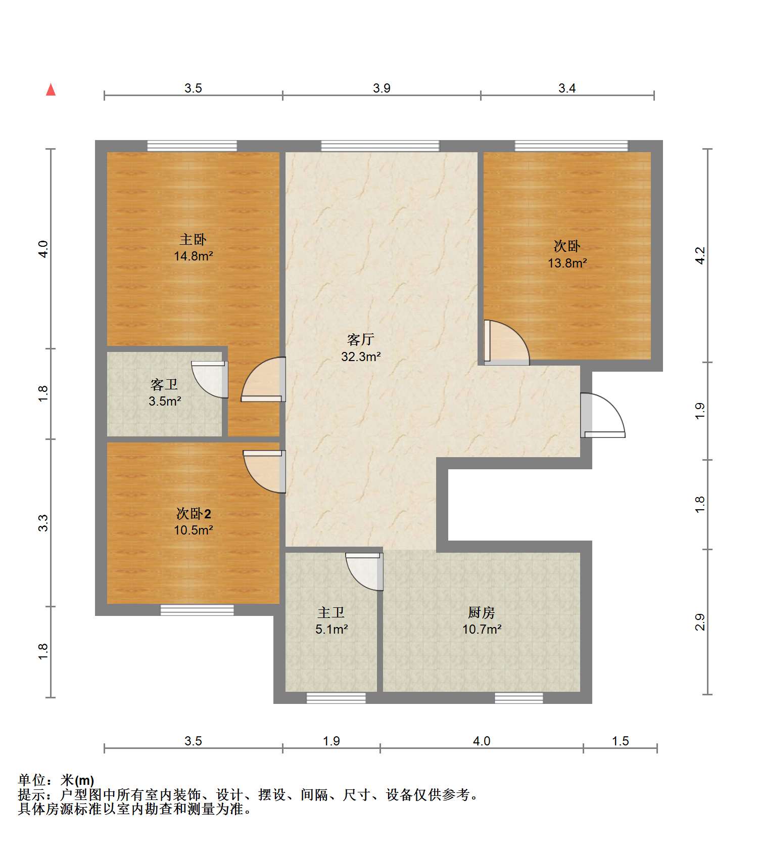 红星嘉苑 3室2厅2卫 128m&sup2;