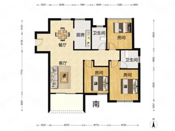 景瑞御府 3室2厅2卫 119.65m&sup2;