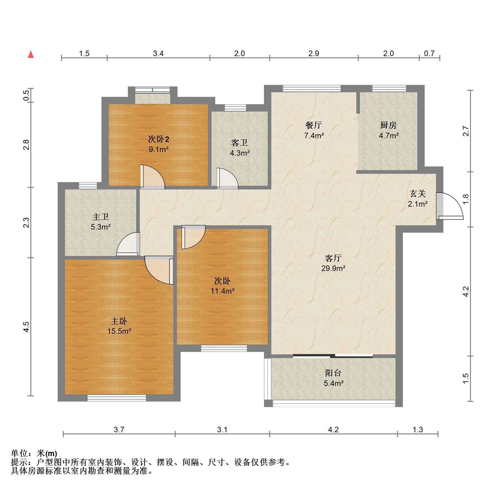 景瑞望府 3室2厅2卫 126.00m&sup2;